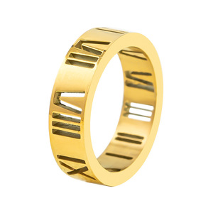 Anillo Simple y Moderno de Acero de Titanio Chapado en Oro de 18K con Números Romanos, Joyería de Moda Unisex, Regalo - Product Image 5