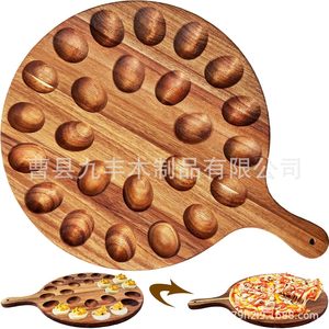 ถาดใส่ไข่ไม้เนื้อแข็ง Jiufeng พร้อมหูจับ ชั้นวางไข่สองด้านสำหรับกิจกรรมวันอีสเตอร์สำหรับพ่อแม่ลูก - Product Image 4