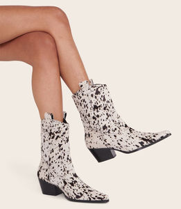 รองเท้าบูทหุ้มข้อลายเสือดาว,พิมพ์ลายขนม้ารองเท้าบูทเชลซีมีสไตล์สไตล์หัววัวตะวันตก - Product Image 6