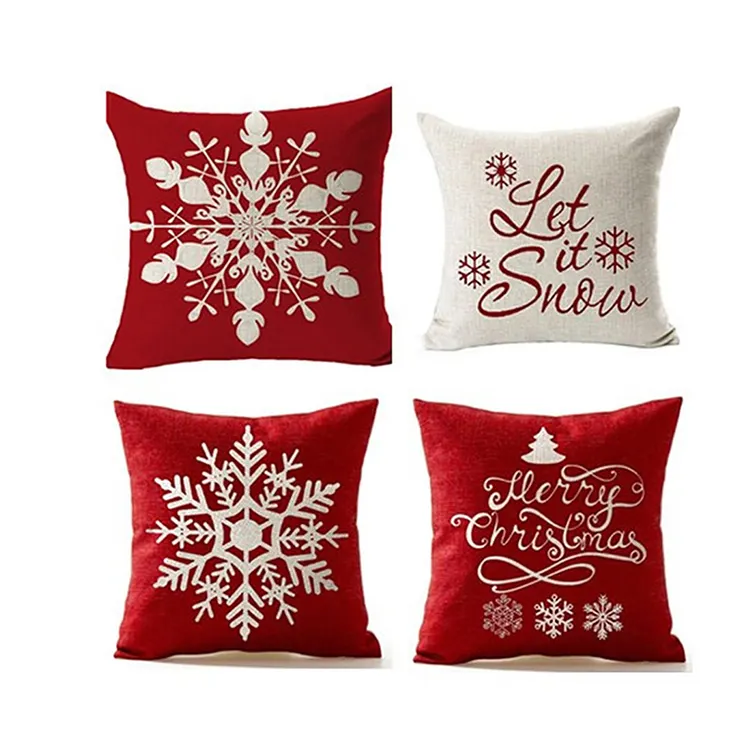 Custom christmas decoration supplies Snowflake Throw Pillow Case Cushion Cover Decorative Christmas Pillow Cover Case