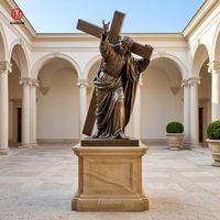 Statue de Jésus en bronze grandeur nature, bras ouverts, fond croix, bronze antique, décoration pour église et jardin