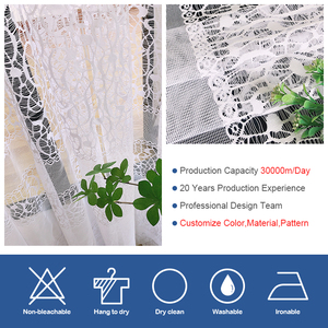 Tela de encaje de tul de malla de poliéster 100% bordada floral lisa jacquard para cortinas y tapicería - Product Image 6
