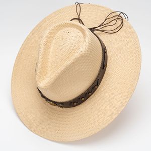 Sombrero de Paja Unisex de Ala Ancha para Verano, Tejido de Paja, Borde Plano, Protección Solar, para Actividades al Aire Libre, Playa, Viajes y Fiestas - Product Image 4