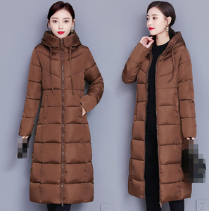 Veste d'hiver élégante pour femmes, <span class=keywords><strong>longue</strong></span> veste en coton pour femmes, à capuche, chaude, coupe-vent, manteaux pour femmes, fermeture éclair, col montant, parka - Product Image 3