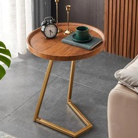 Vente en gros de meubles de salon nordiques modernes Table basse d'angle en bout Plateau latéral en bois massif Table d'appoint en métal et en bois