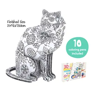 3D Dier Puzzel Diy Kits Voor Volwassenen Abstract Art Decor Dier Ambachtelijke Kit Kat & Hond