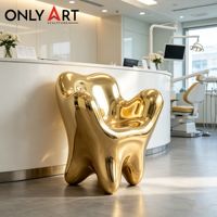 Chaise de salon personnalisée Only Art, design simple, en métal, moderne, en forme de dent dorée, en promotion, pour le secteur dentaire