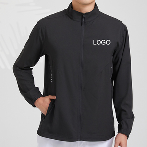Mens Gym Plain <b>Workout</b> <b>Jackets</b> High Quality Flat Cuffs Sportswear Zipper Pocket Running <b>Jacket</b> Custom Logo - Product Image 3