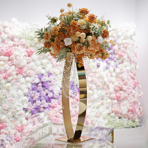 <span class=keywords><strong>Moderno</strong></span> placcato oro Flower Stand floreale <span class=keywords><strong>centrotavola</strong></span> <span class=keywords><strong>per</strong></span> la tavola di nozze decorazioni Hotel disposizioni banchetto evento festa - Product Image 1