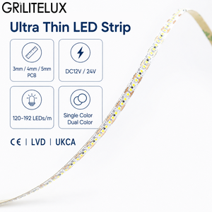 Tira de Luz LED Ultrafina de 3-5 mm PCB 6.5-9.6W/m, Secciones Cortables Finas 90-100lm/W para Proyectos de Iluminación de Muebles Personalizados - Product Image 1