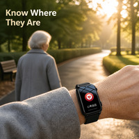 Montre GPS senior 4G avec bouton SOS, détection de chute, moniteur de fréquence cardiaque et de tension artérielle, géolocalisation, IP67, longue autonomie