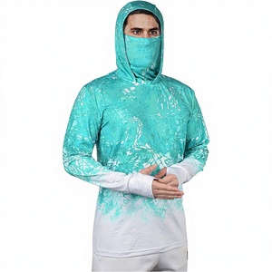 เสื้อฮู้ดตกปลาแขนสั้นผ้าโพลีเอสเตอร์ 100% ทอ ป้องกันน้ำ ป้องกันรังสียูวี ป้องกันการเกิดคราบสกปรก UPF 50+ ป้องกันแบคทีเรีย รุ่นล่าสุด ขายส่ง - Product Image 3