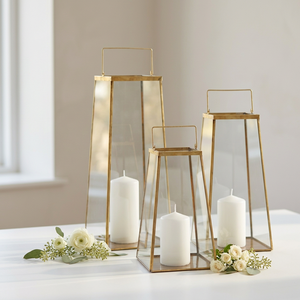 ผู้ผลิตเชิงเทียนแก้วทรงกรวยกรอบโลหะทองเหลืองสำหรับตกแต่งงานแต่งงาน - Product Image 1