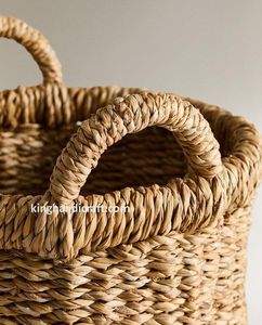 Panier pliable moderne en jonc de mer fait main, tissé écologique avec poignées pour le rangement du linge, des jouets et la décoration intérieure - Product Image 5