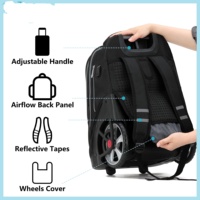 Sac à roulettes scolaire pour enfants avec logo personnalisé, simple, noir, scooter pour enfants, bagages, grandes roues à roulettes, sac à dos scolaire, sac à roulettes scolaire de 18 pouces