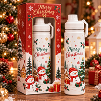 Herstellerangebot: 24oz Edelstahl Vakuumisolierte Auslaufsichere Wasserflasche mit Weihnachtsschal für Paare, Freunde und Familie