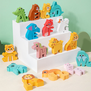 All'ingrosso creativi blocchi di costruzione in legno educativi per bambini <span class=keywords><strong>alfabeto</strong></span> dei primi cartoni animati e animali dinosauro traffico giocattoli - Product Image 3
