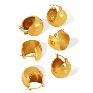 Pendientes de aro dorados en forma de C, huecos, geométricos, con forma de bola, joyería de moda para mujer - Product Image 5