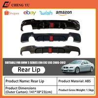 Diffuseur de pare-chocs arrière style MP avec LED pour BMW Série 3 E90 E92 E93 2005-2012, aspect carbone noir brillant, séparateur de carrosserie performance