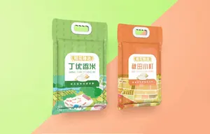 Rice Packing Bag Newest Stand Up Zip Lock 1kg 2.5kg 5kg 10kg Rice Packaging Bag PP Material With Wrist Buckle Gusset Type Leakage Prevention