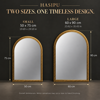 Miroir mural cintrée vintage orné, miroir décoratif en verre pour salle de bain, salon, entrée