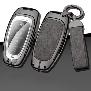 Nouvelle Coque de Clé de Voiture en Cuir Alliage pour Hyundai <span class=keywords><strong>Santa</strong></span> <span class=keywords><strong>Fe</strong></span> Tucson <span class=keywords><strong>2022</strong></span> NEXO NX4 Atos Solaris <span class=keywords><strong>Prime</strong></span> 2021 3 4 Boutons avec Logo de Voiture Personnalisé - Product Image 1