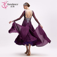 B-24159 violet Satin en mousseline de soie salle de bal robe de danse de haute qualité nouveau strass Standard Performance porter longue salle de bal