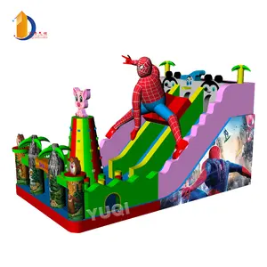 YUQI designs inflatable spider and pig theme fun city slide with climbing in hot sale