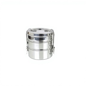 Classic Design Eco-Friendly Glossy Stainless Steel Leak-Proof 2-Layer Freshness Preservation Food Safe Silicone Lid Storage Bin - Product Image 1