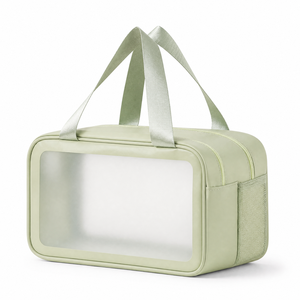 Bolsa <span class=keywords><strong>de</strong></span> Aseo con Separación para Artículos Húmedos y Secos, Organizador <span class=keywords><strong>de</strong></span> Cosméticos con Ventana <span class=keywords><strong>de</strong></span> PVC, Bolsas <span class=keywords><strong>de</strong></span> Viaje Impermeables <span class=keywords><strong>de</strong></span> Cuero PU, Logotipo Personalizado OEM y ODM - Product Image 3