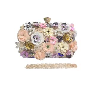 Pochette de Soirée DAQI Tendance pour Femme, Décoration Florale, Sac à Main Perlé Fait Main de Luxe, Soie Véritable, Forme Carrée Horizontale 1-1.9L - Product Image 5