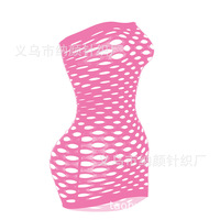 Zs258 Lingerie Sexy Érotique pour Femme, Bodystocking Résille Transparente à Col Licou, Jupe Courte Ajourée, Ensemble de Séduction
