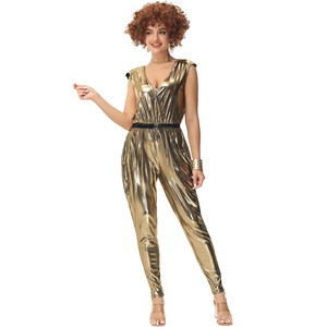 Costumes d'Halloween pour adultes rétro 70's <span class=keywords><strong>disco</strong></span> gold <span class=keywords><strong>couple</strong></span> nightclub singer costume - Product Image 2