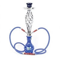 Chicha arabe en métal givré de taille moyenne avec deux tuyaux, ensemble complet d'accessoires pour chicha, en stock, transfrontalier, pipe en métal