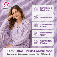 Tela de algodón estampada, impresión digital personalizada, tela ligera y suave para pijamas, ropa de dormir, marca OEM