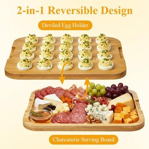 Nouveau Plateau à Œufs en Bambou Premium 2026 avec Couvercle, Plateau de Service Réversible pour Œufs Diables et Plateau de Charcuterie pour Pique-nique - Product Image 3