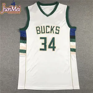 Grosir basketball jerseys nike-JUNMEI Jersey Basket NO.34 Mil Waukee Buck S Grosir Stok Tersedia Pakaian Olahraga Basket