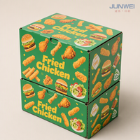 Caja para Pollo Frito Impresa Personalizada, Papel Corrugado de Grado Alimenticio, Empaque para Llevar para Comida Rápida