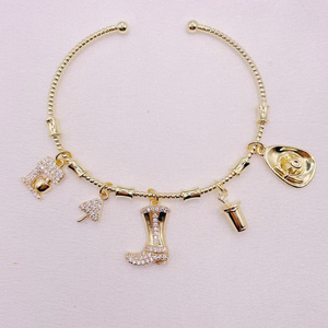 Pulsera con abalorio de circonita cúbica de color rosa claro de moda, brazalete con abalorio de circonita cúbica de flor cruzada de la Virgen María, brazalete chapado en oro, color de la CH-HDT0905 - Product Image 3