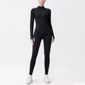 ABD Yurtdışı Deposu Kadın Esnek Kumaşlı Rahat Cilt Dostu Hipoalerjenik Düz Renk Yoga Seti - Product Image 5