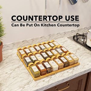 Organizador de cajones de especias de bambú personalizado, estante de condimentos de <span class=keywords><strong>3</strong></span> niveles, bandeja de inserción, organizador de cocina - Product Image 2