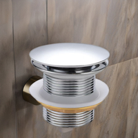 Desagüe de lavabo de acero inoxidable moderno con diseño de botón pulsador emergente de desbordamiento, enchufe emergente de baño para baños y bañera