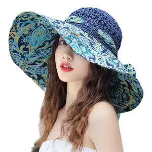 כובעי קש רחב בוהמיאן כובע נשים בקיץ חוף כובעי חוף לנשים קש