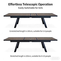 Ensemble de table de jardin moderne en aluminium durable, pliable, résistant à l'eau, avec cordes en TPU, pour restaurant, table à manger avec 10 chaises