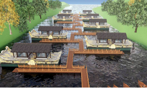 Plataforma flotante de hotel y parque acuático flotante de restaurante con estética única - Product Image 6