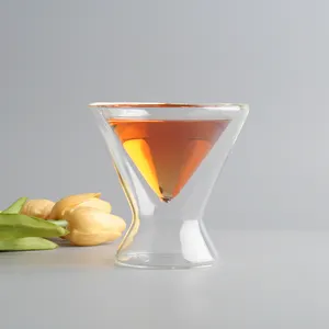 High Quality water Thermal heat resistance Double Wall Wine triangle turkish shot whiskey glass