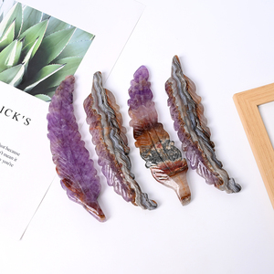 Nouveau produit, cristal de guérison de haute qualité, artisanat en améthyste et agate, sculptures de plumes en cristal pour la décoration de la maison - Product Image 5