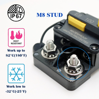 Disjoncteur DC 12V étanche à réinitialisation manuelle, capacité de coupure 100A, fusible en cuivre, goujon M8 pour voiture et bateau