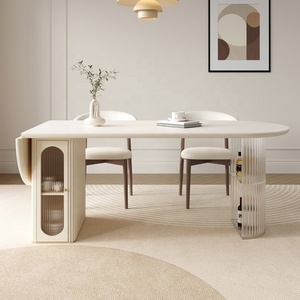 Kem phong cách Rock tấm bàn ăn hiện đại căn hộ nhỏ có thể gập lại hình bầu dục bán đảo bàn ăn - Product Image 5