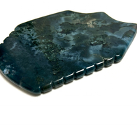 Outil Gua Sha en Agate Mousse Verte avec Fonction Musicale et Lifting Facial pour SPA, Thérapie des Points d'Acupression, Masseur de Beauté Sculpté à la Main